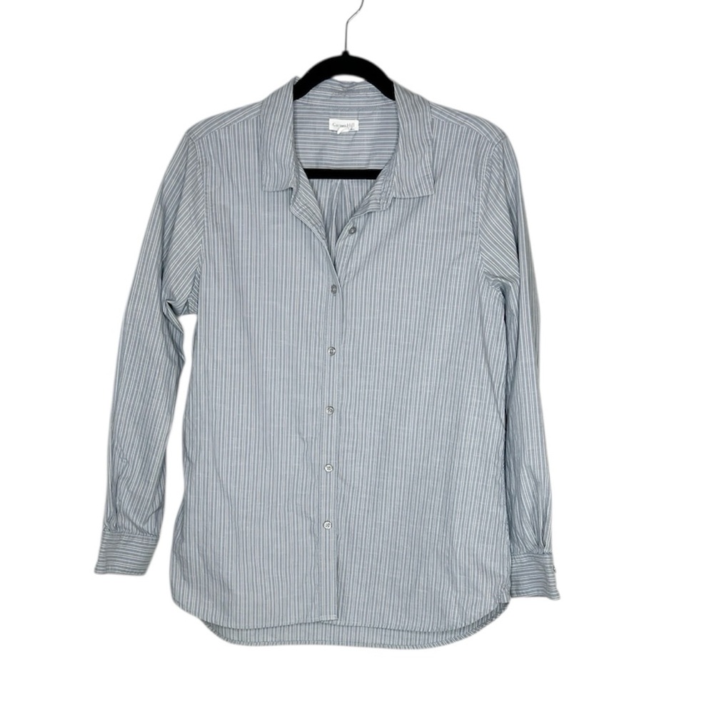 Garnet Hill Classic  Cotton Vertical Stripe Button Down Shirt size 12